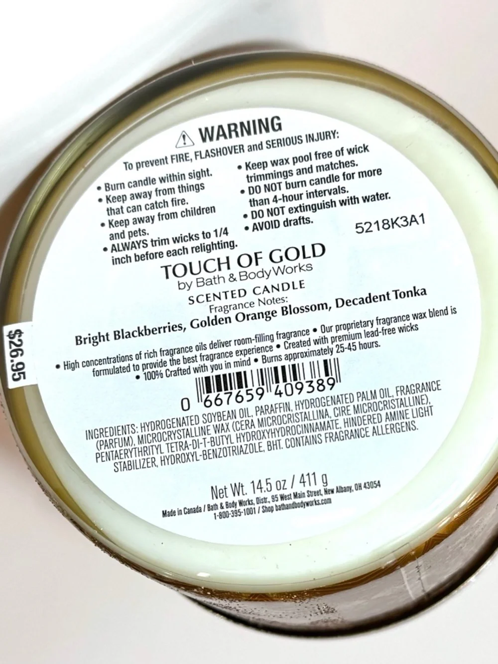 TOUCH OF GOLD 3-Wick Candle - Picture 3 of 3